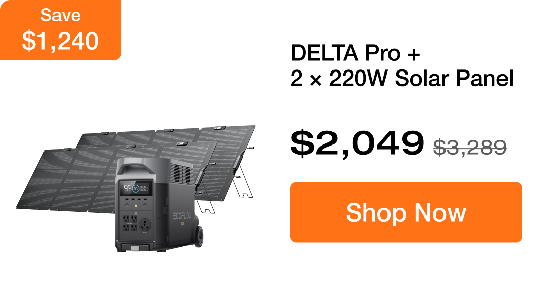 DELTA Pro + 2 × 220W Solar Panel $2,049 $3,289