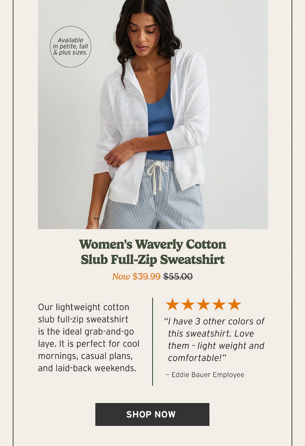 Women's Waverly Cotton Slub Full-Zip Sweatshirt