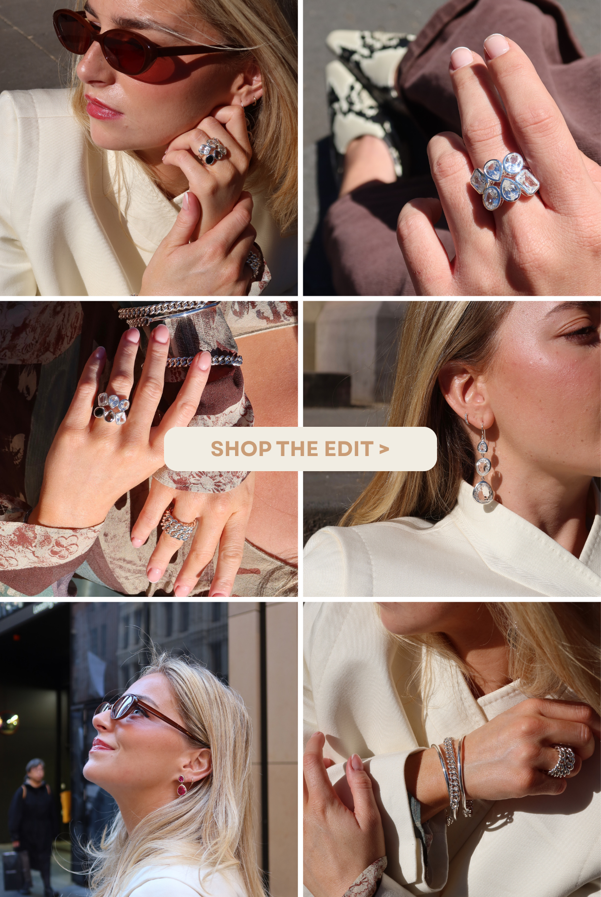 Gemstone earrings and gemstone ring on girl