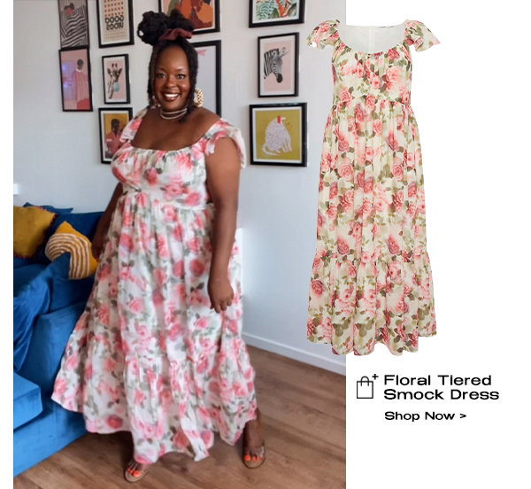YOURS LONDON Curve White Floral Tiered Smock Dress