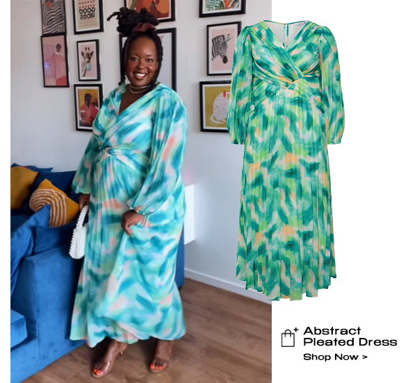 YOURS LONDON Curve Green Abstract Pleated Dress