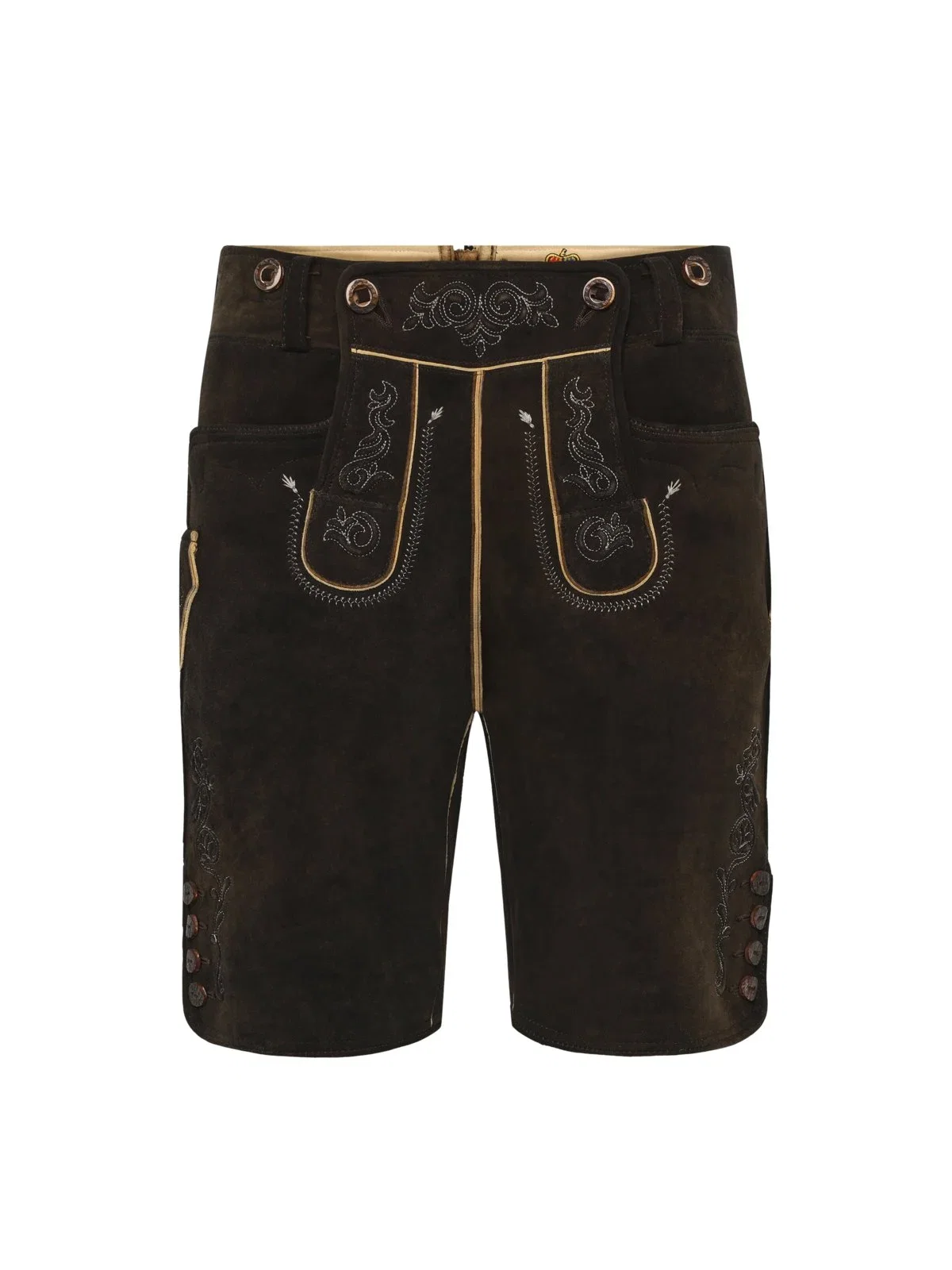 Trachtenlederhose aus Hirschleder mit traditionellen Stickereien