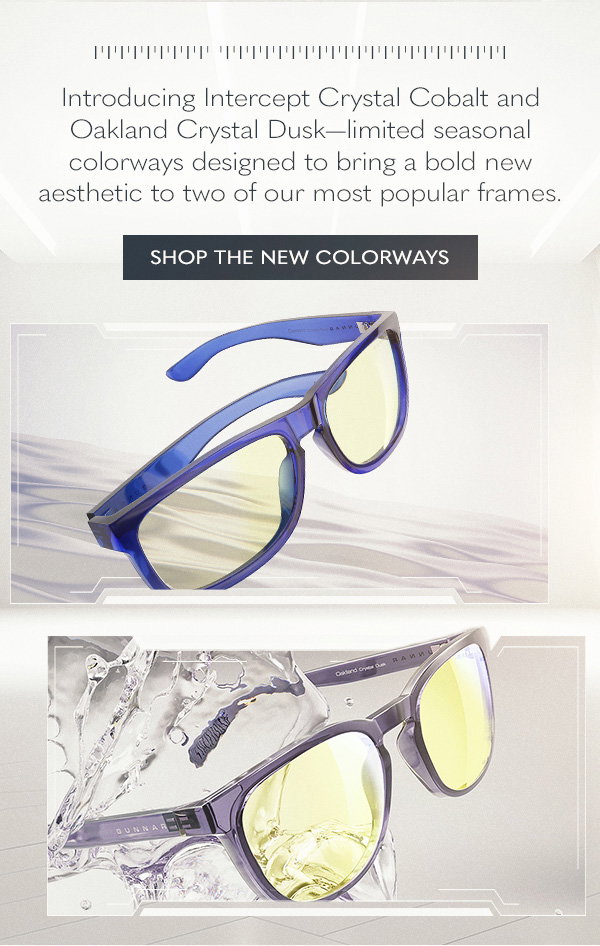 Introducing Intercept Crystal Cobalt and Oakland Crystal Dusk - limited seasonal colorways designed to bring a bold new aesthetic to two of our most popular frames. Shop the new colorways.