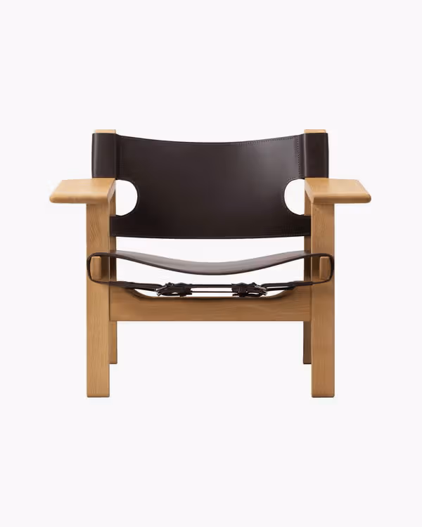 The Spanish Chair, pelle di cavallo marrone scuro - rovere oliato