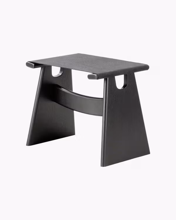 Sgabello Seto, rovere laccato nero - tela nera