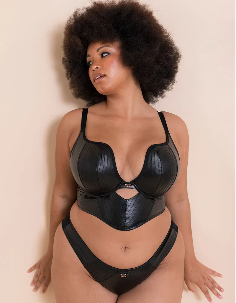 Scantilly Hell For Pleather Superplunge Longline Bra Black