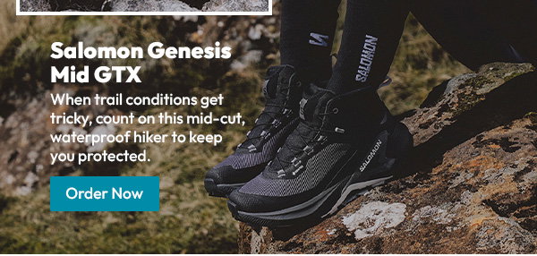 Salomon Genesis Mid GTX | When trail conditions get tricky, count on this mid-cut, waterproof hiker to keep you protected. | Order Now