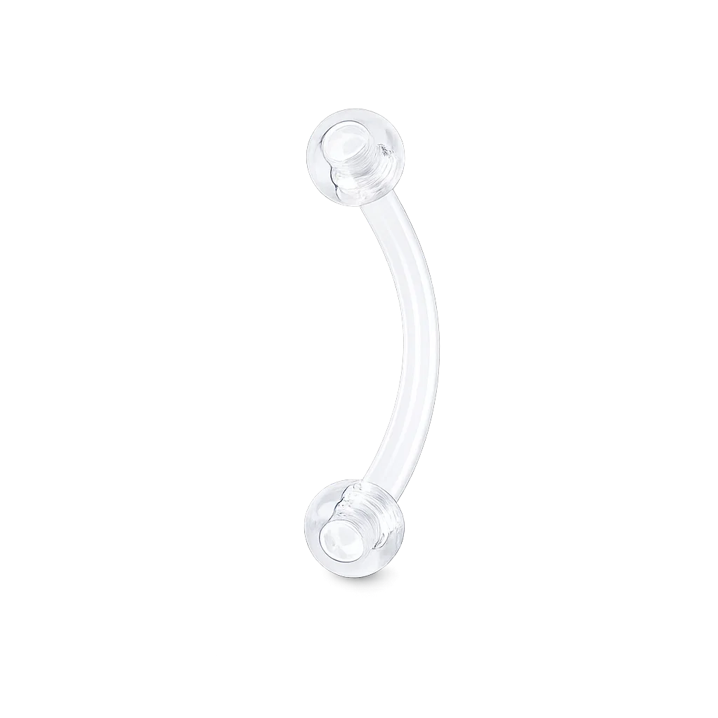 Ball Tops Flexible Eyebrow Retainer Curved Barbells Piercings 16G 8mm | Luxe Modz 
