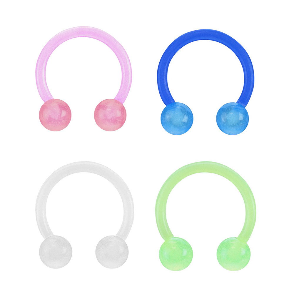  Glow In Dark Ball Flexible Horseshoe Circular Barbell Piercings 16G 10mm | Luxe Modz 