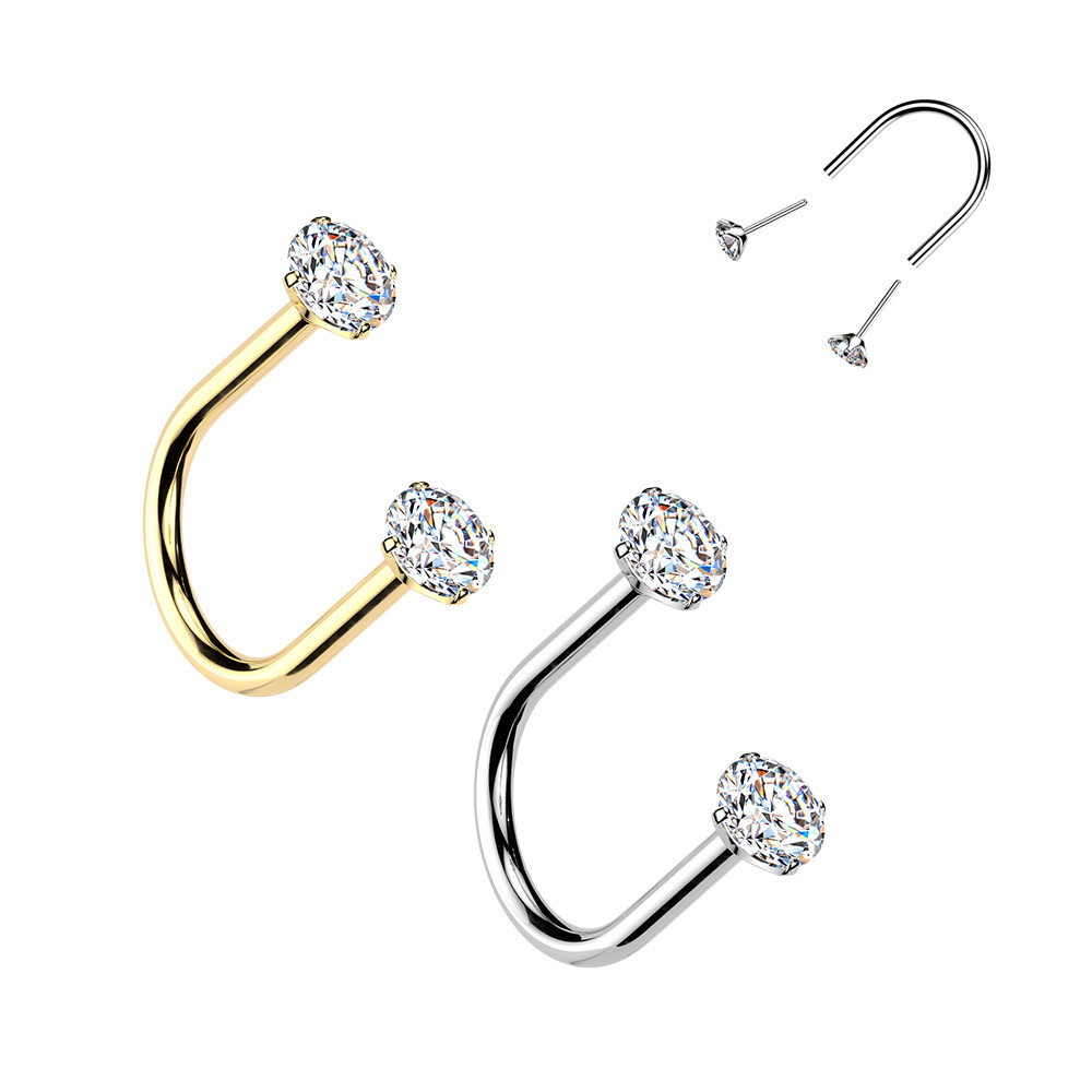  Titanium Sterilized Push In CZ Top U-Hoops Earrings Piercings | Luxe Modz 
