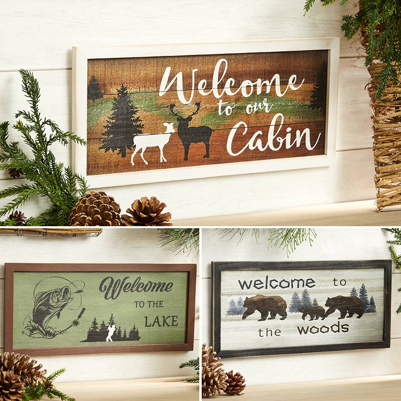 Image of Woodland Welcome Sign Wall Art - Cabin, Lake or Woods