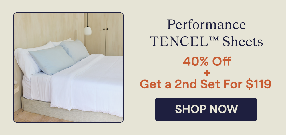 White Performance TENCEL Sheets on a bed