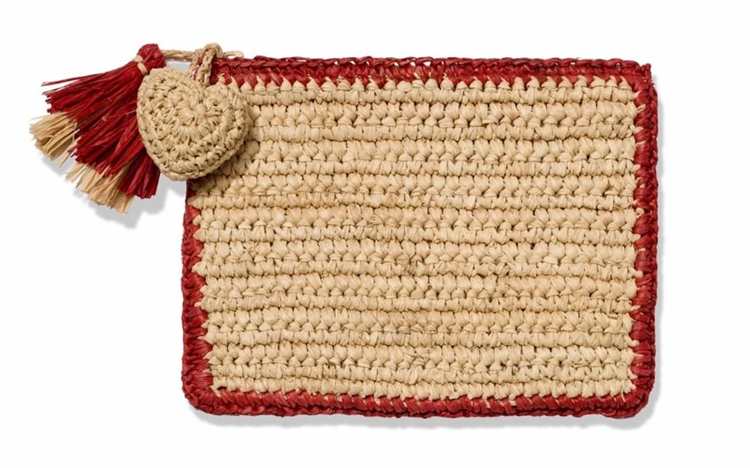 SMALL TRIMMED RAFFIA POUCH