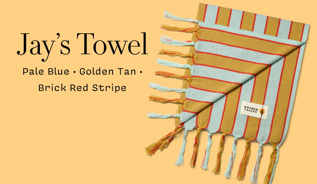Jay’s Towel     Pale Blue • Golden Tan • Brick Red Stripe