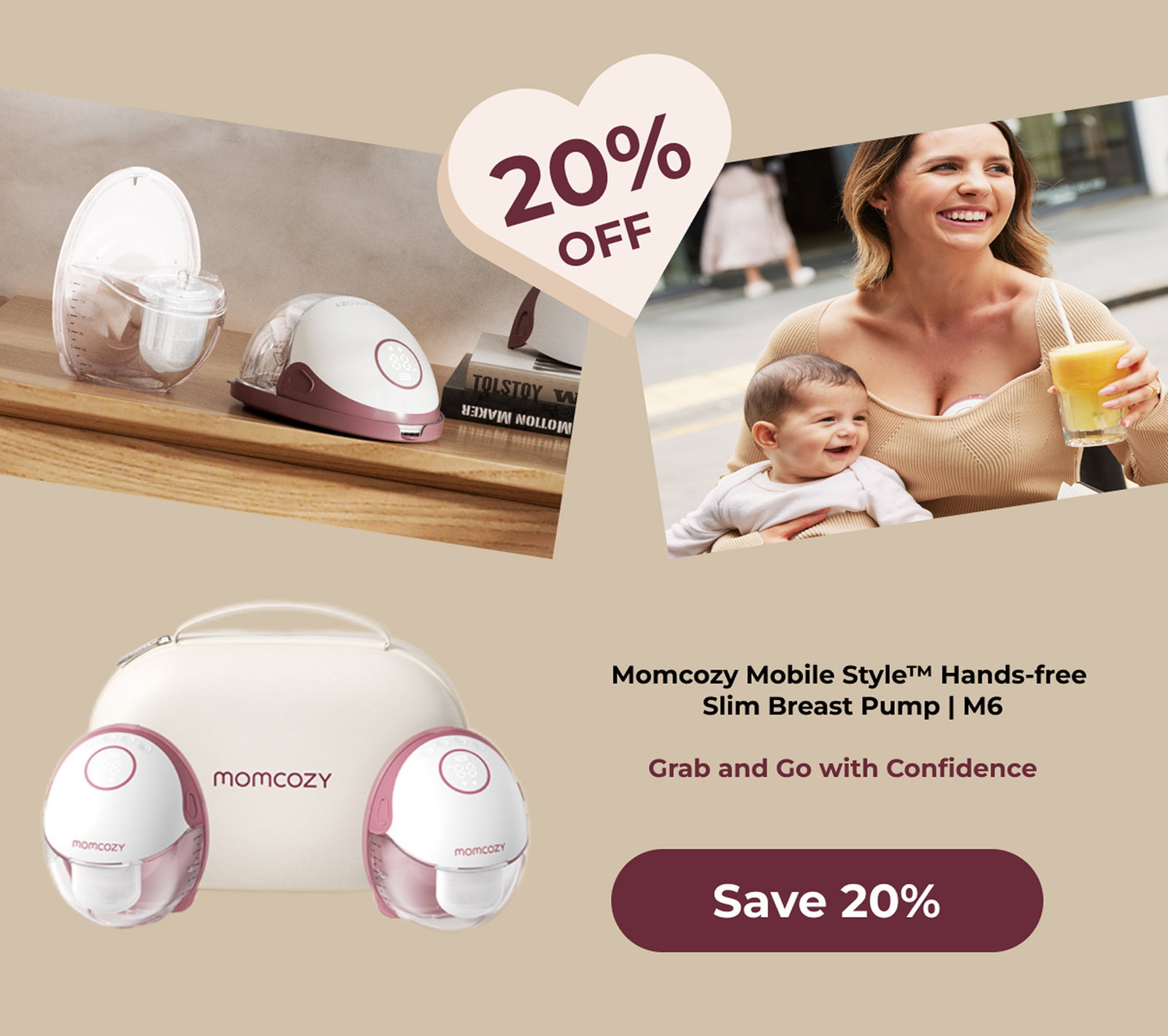 Momcozy Mobile Style™ Hands-freeSlim Breast Pump | M6 Grab and Go with Confidence Save 20%