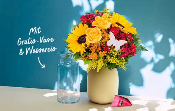 Strahlend schön: Blumenstrauß Sommergefühl mit 2 Gratis-Geschenken für 29,99 €