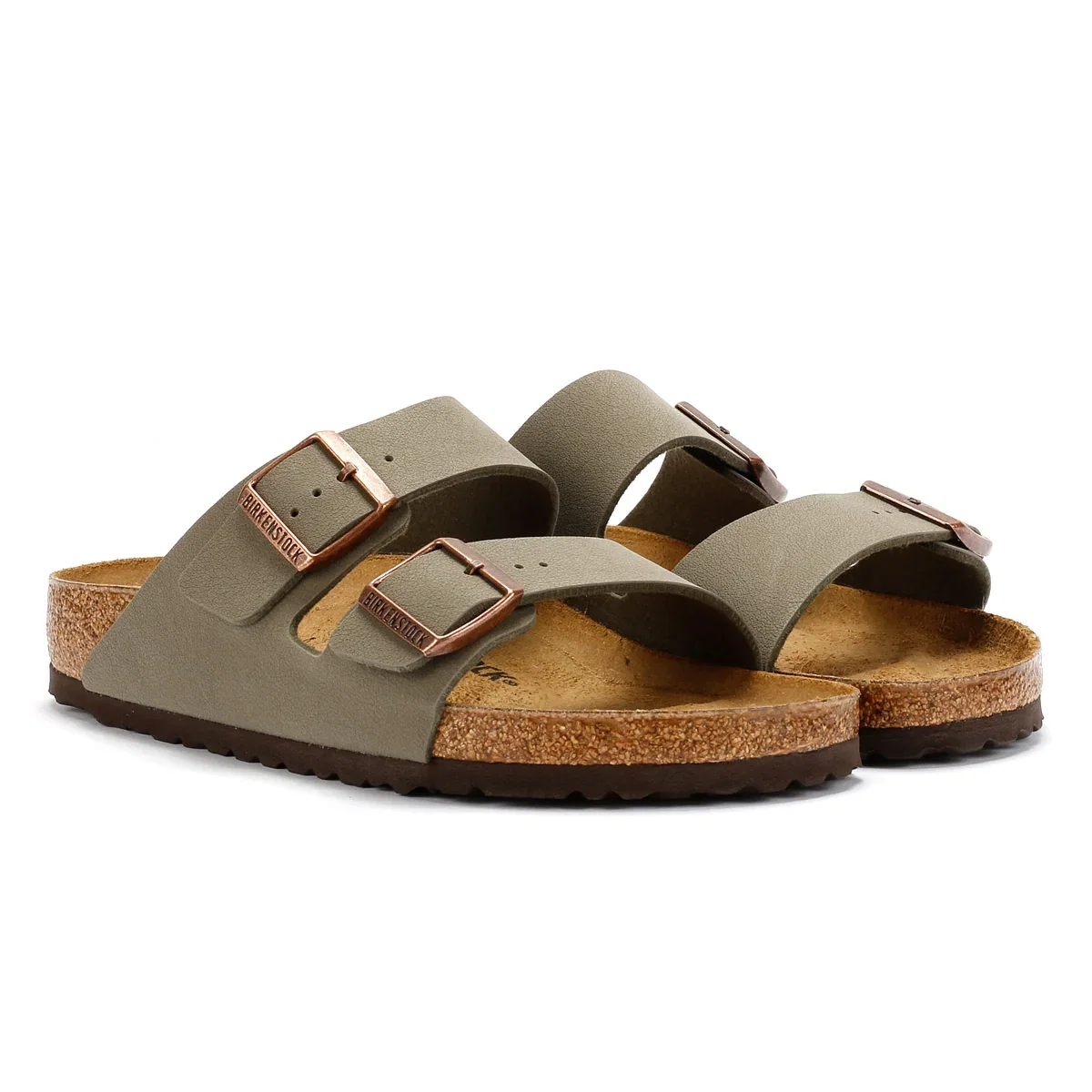 Image of Birkenstock Arizona Birko Flor Nubuck Stone Regular Sandals