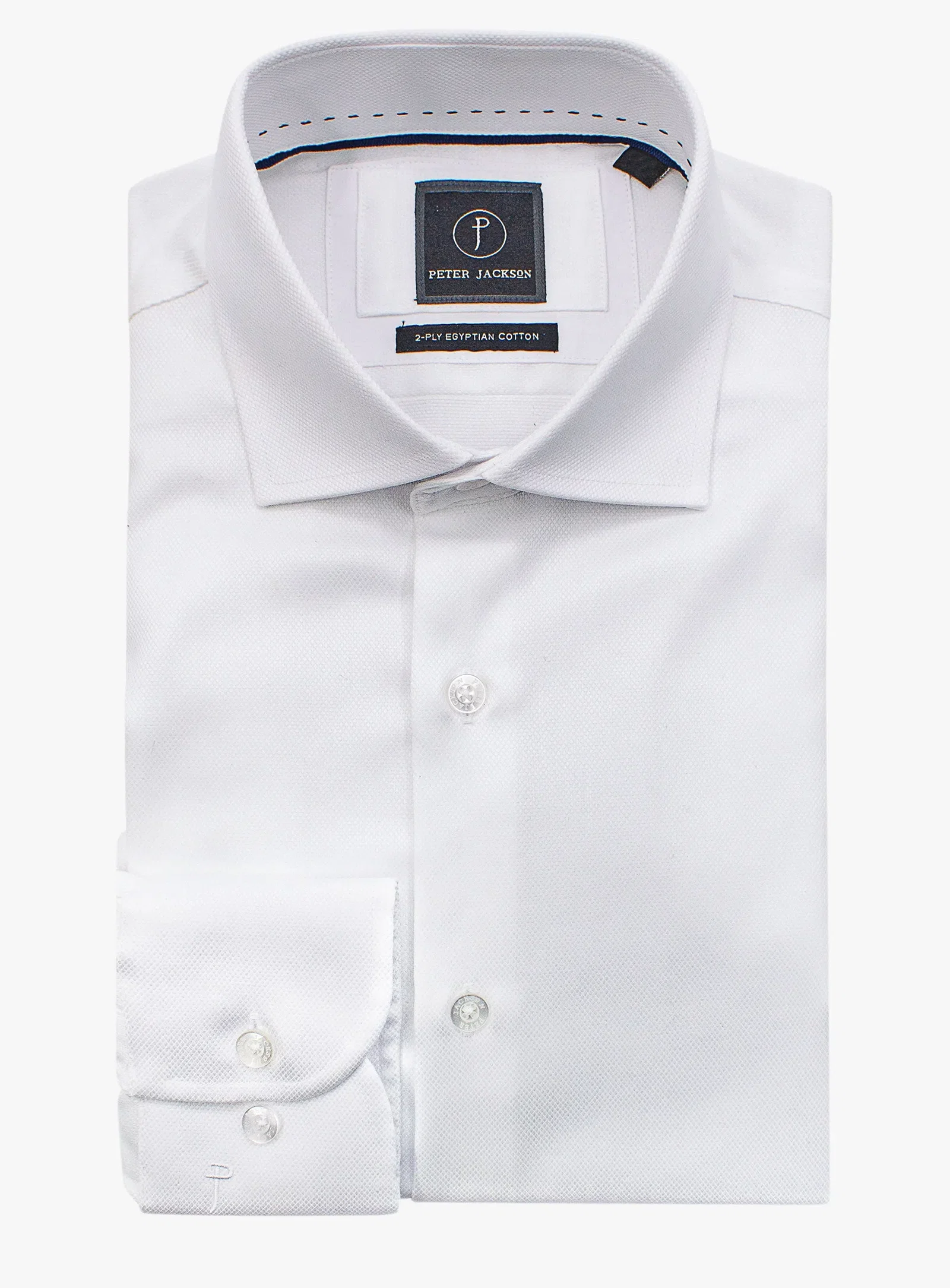 Image of Milan Dobby Taped Seams White Shirt