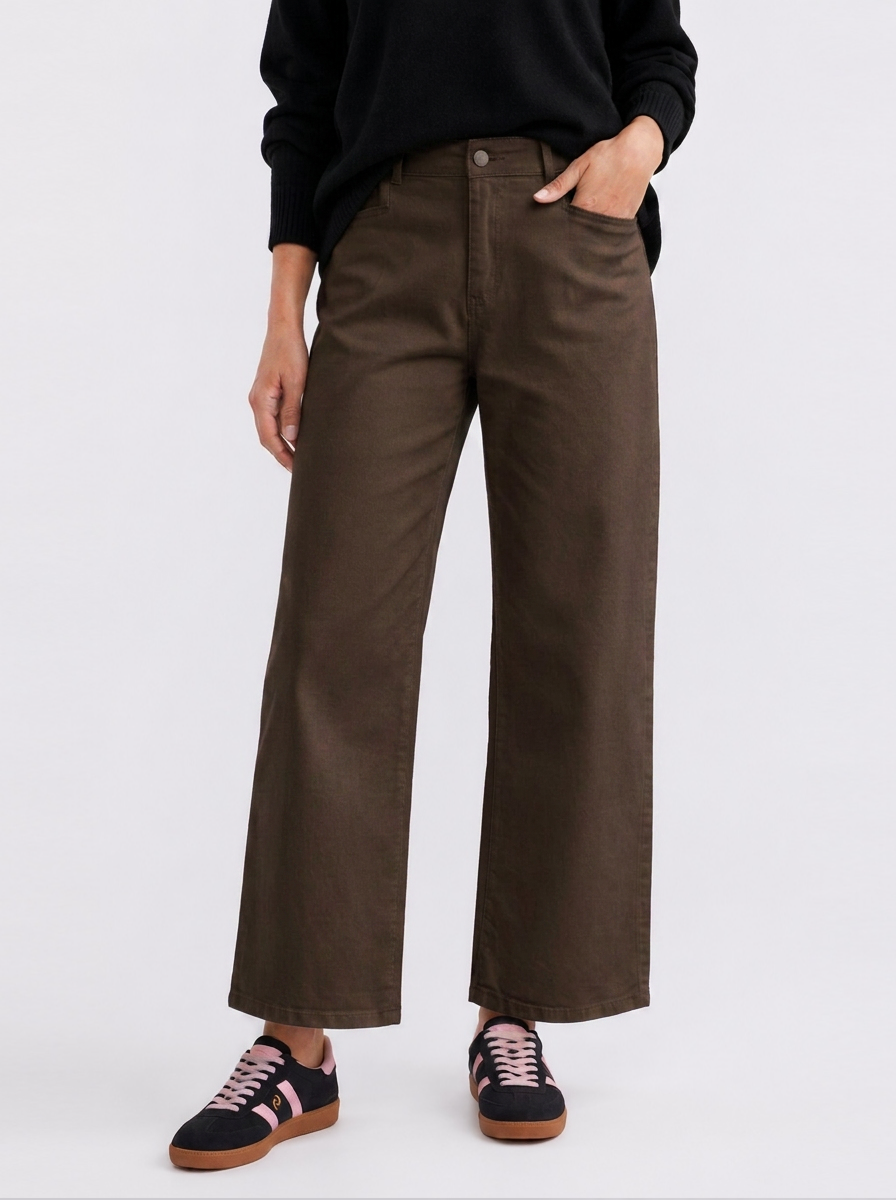 Sophia Cropped Stretch Jeans - Chocolate