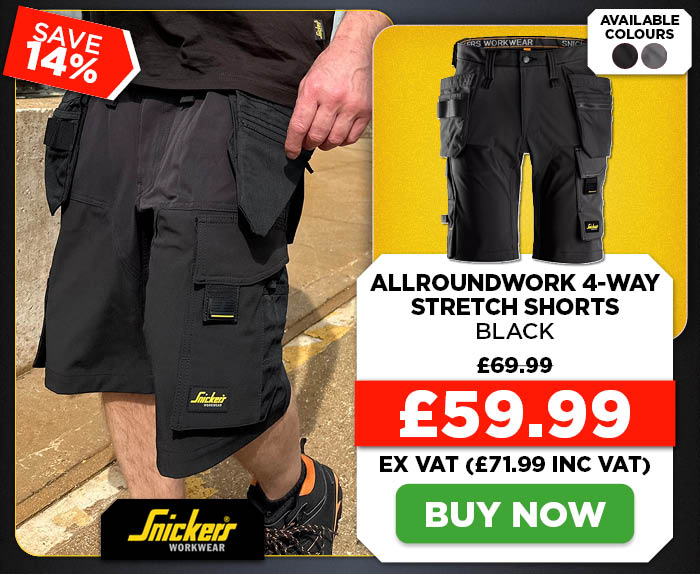 Snickers 6175 AllroundWork 4-Way Stretch Shorts - Black