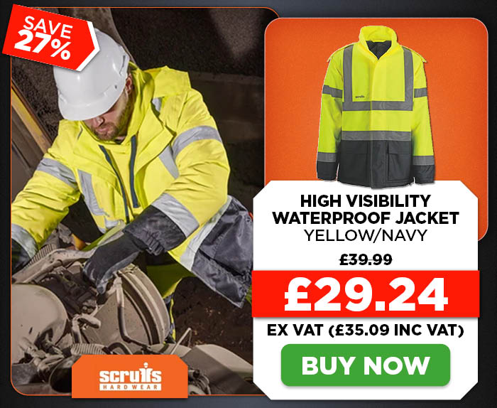 Scruffs High Visibility Waterproof Jacket - Yellow/Navy
