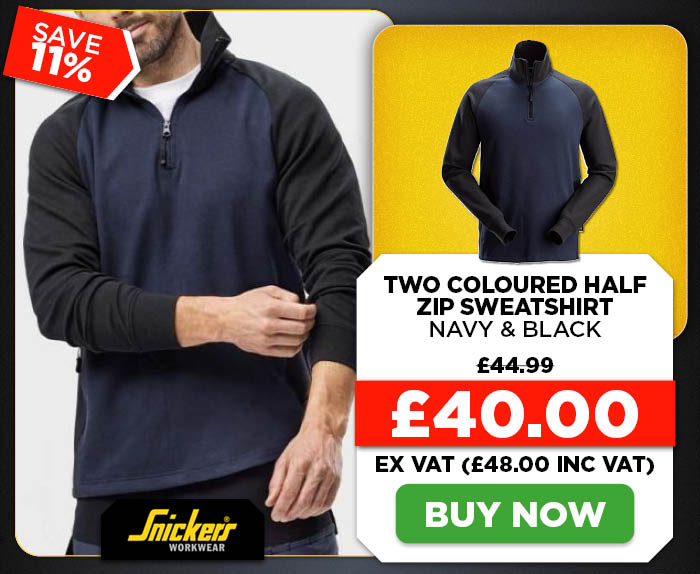 Snickers 2841 Two Coloured Half Zip Sweatshirt - Navy & Black