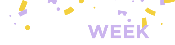 Member Appreciation Week headline with yellow and purple confetti.