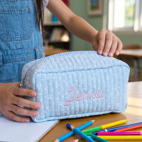 Personalized Embroidered Pencil Case, Custom Name Pencil Pouch, Back to School Gift, Kids Pencil Bag, Large Pencil Case, School Supplies, Student Gift