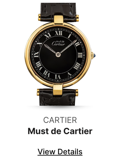 Pre-Owned Must de Cartier Vendome Black Roman Dial