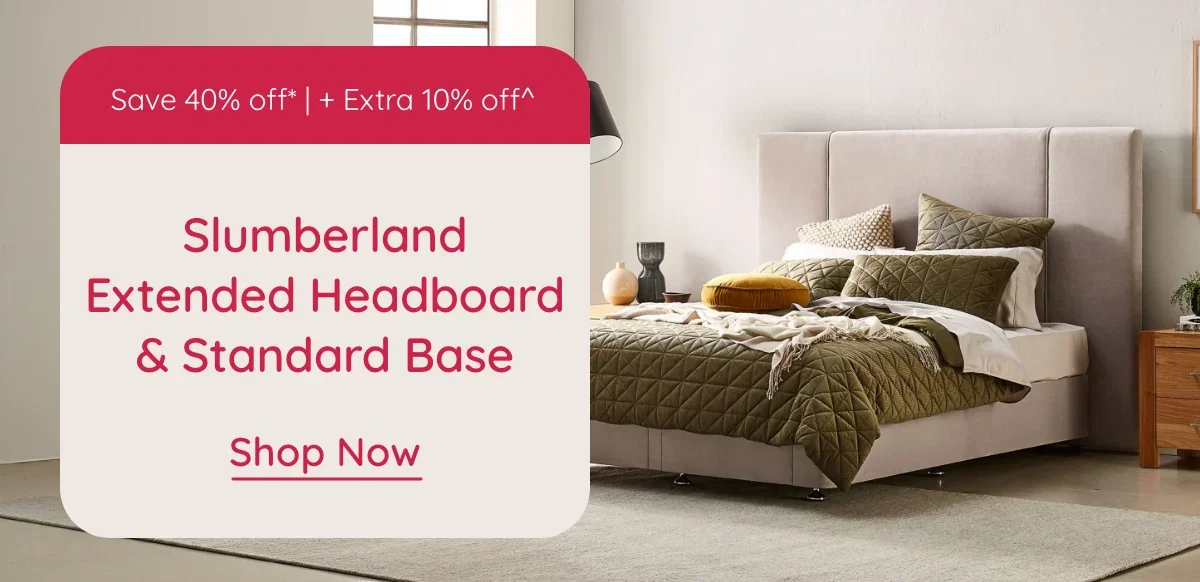 40% off* + extra 10% off^ | Slumberland Extended Headboard & 2 Drawer Base | Shop Now