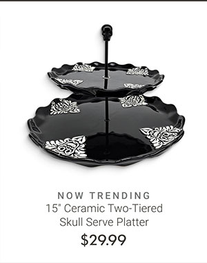 15" Ceramic Two-Tiered Skull Serve Platter
