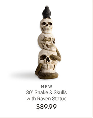 30" Snake & Skulls with Raven Statue