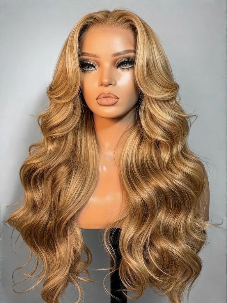 7x5 Bye-Bye Slip Wig With Drawstring Pre-Cut Glueless Lace Honey Blonde Body Wave Wig