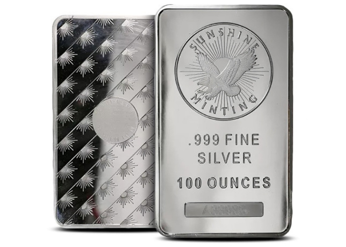 ON SALE: 100 oz Sunshine Silver Bar (New, MintMark SI)