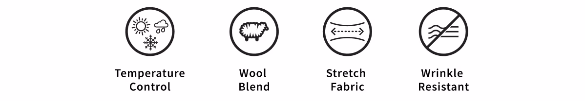 Temperature Control | Wool Blend | Stretch Fabric | Wrinkle Resistant