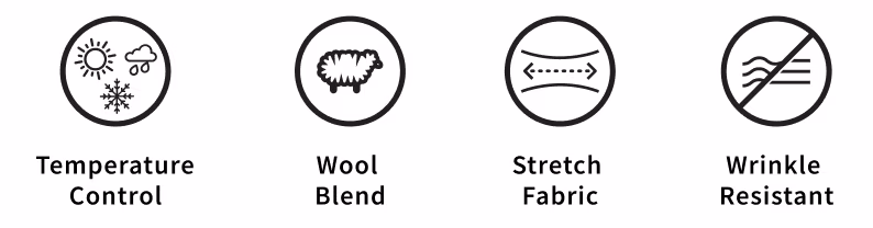 Temperature Control | Wool Blend | Stretch Fabric | Wrinkle Resistant