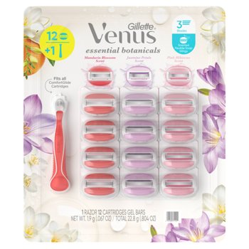 Gillette Venus ComfortGlide Essential Botanicals, 1 Razor + 12 Cartridges Gel