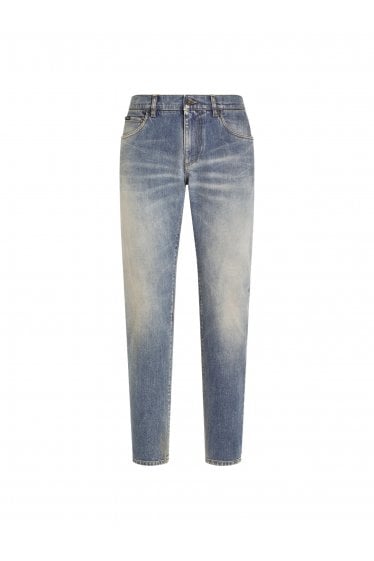 Plaque Denim Jeans Blue