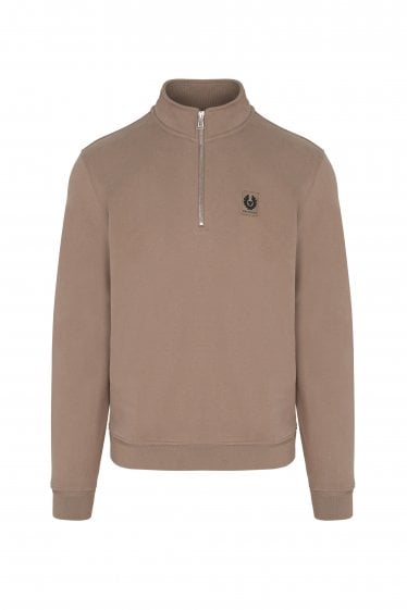 Patch Logo 1/4 Zip Sweatshirt Tan