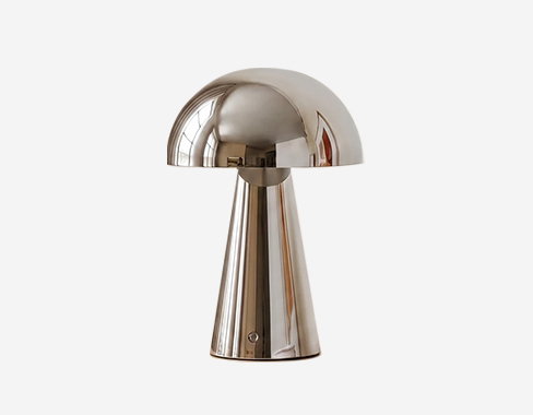 Lámpara de mesa LED recargable Nevijo de Lindby, cromada, Ø 20 cm, USB,