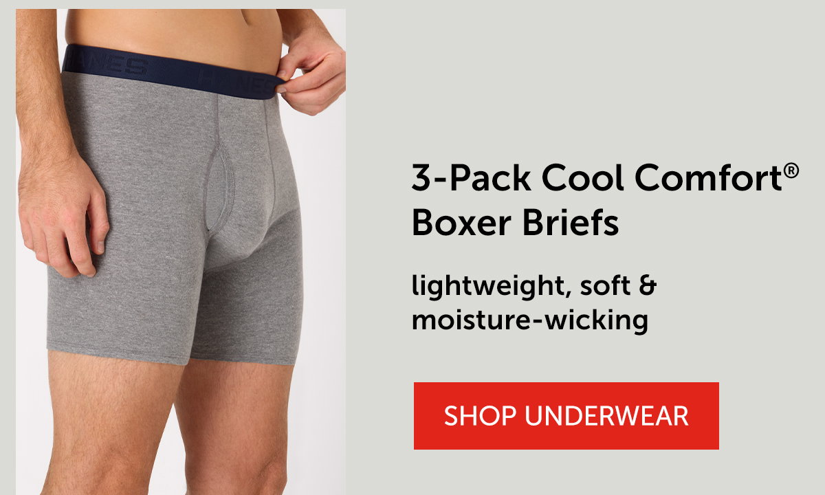 Hanes Ultimate® ComfortBlend® Men's Underwear Boxer Briefs Pack – 3-Pack – Cool Comfort® – Moisture Wicking