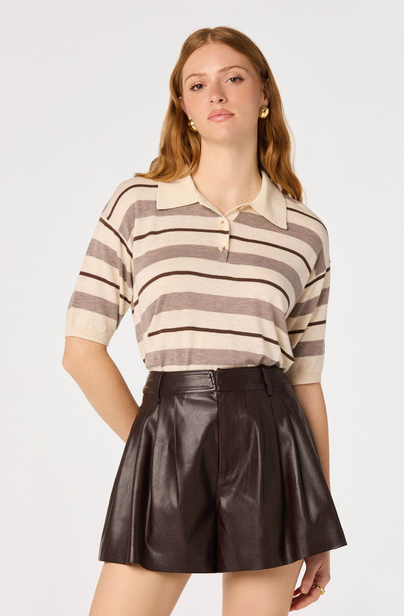 Scottie Striped Knit Polo Sweater