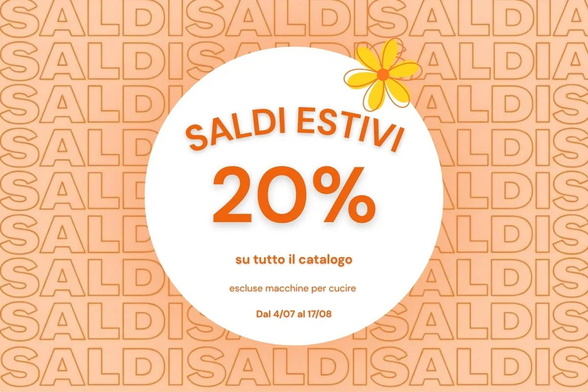 20% di sconto su tutto il catalogo, tranne macchine per cucire