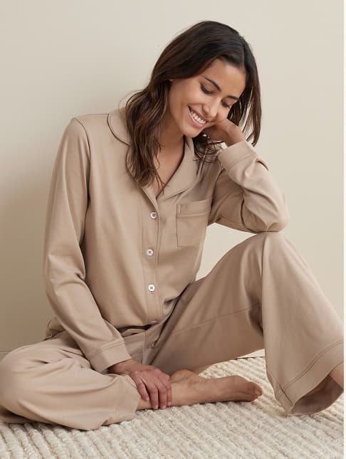 Pima Cotton Women's Button-Down Pajama Set
