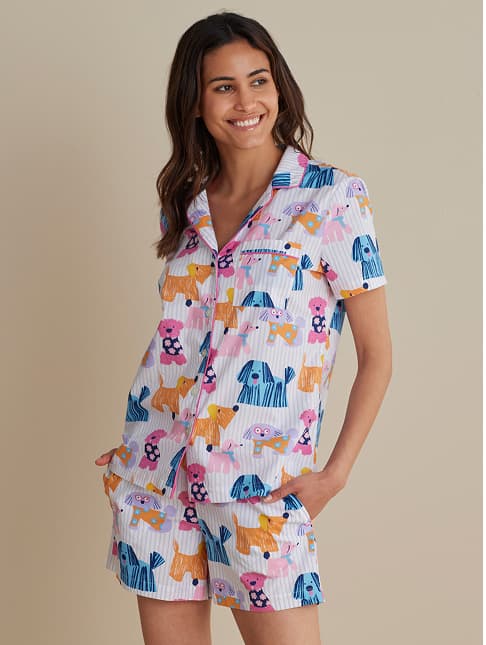 Printed Poplin Colorful Dogs