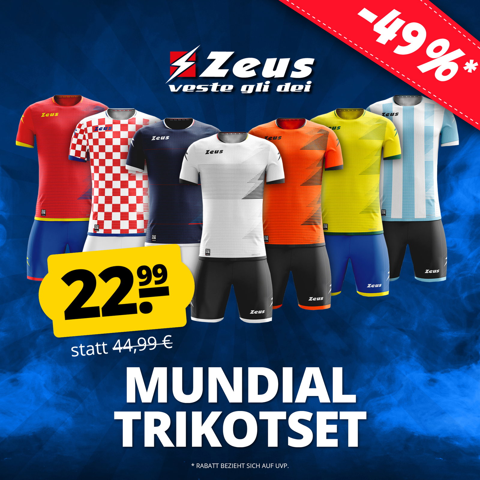 Zeus Mundial Teamwear Set Trikot mit Shorts weiß schwarz