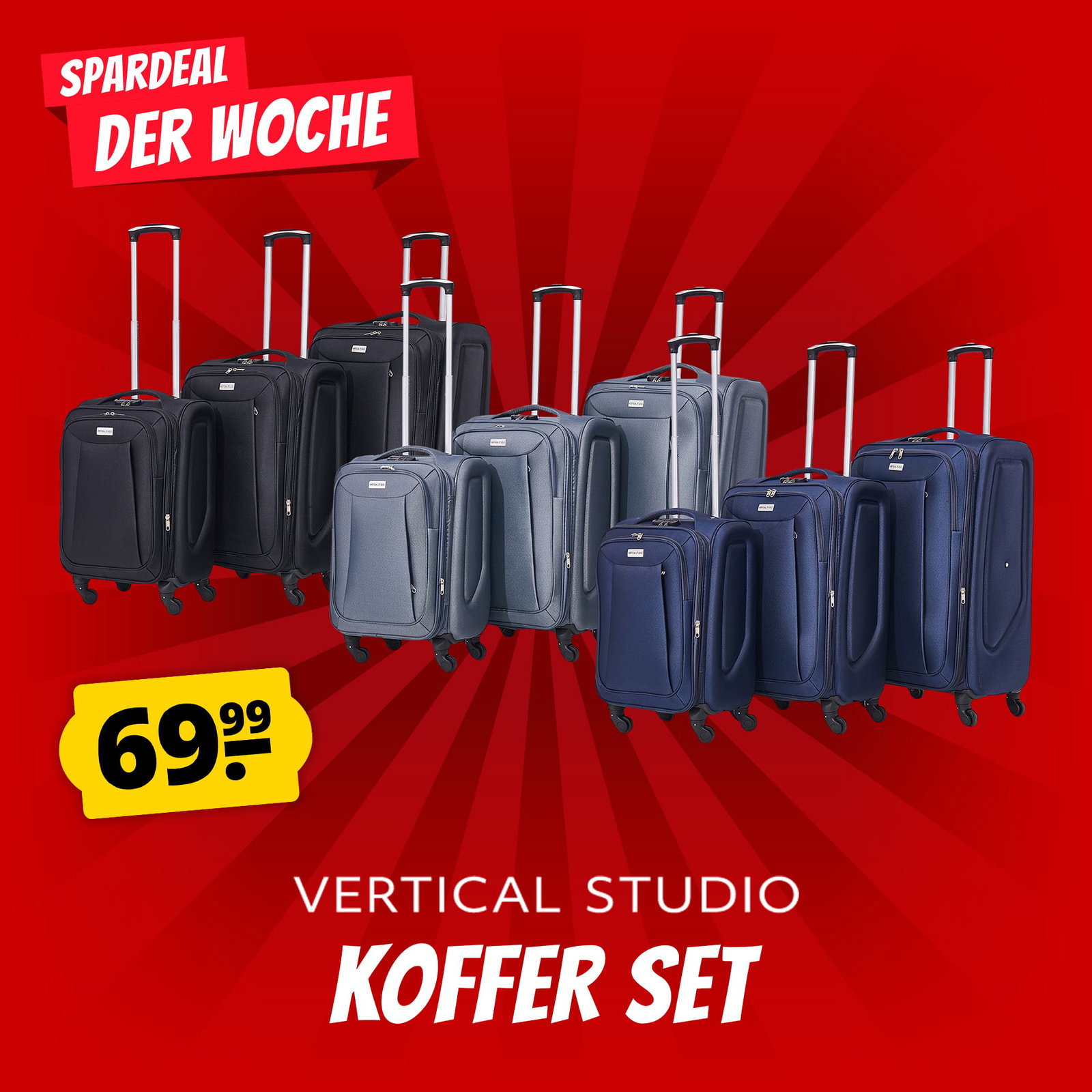 VERTICAL STUDIO "Tromso" 20" 24" 28" Stoffkoffer 3er-Set schwarz