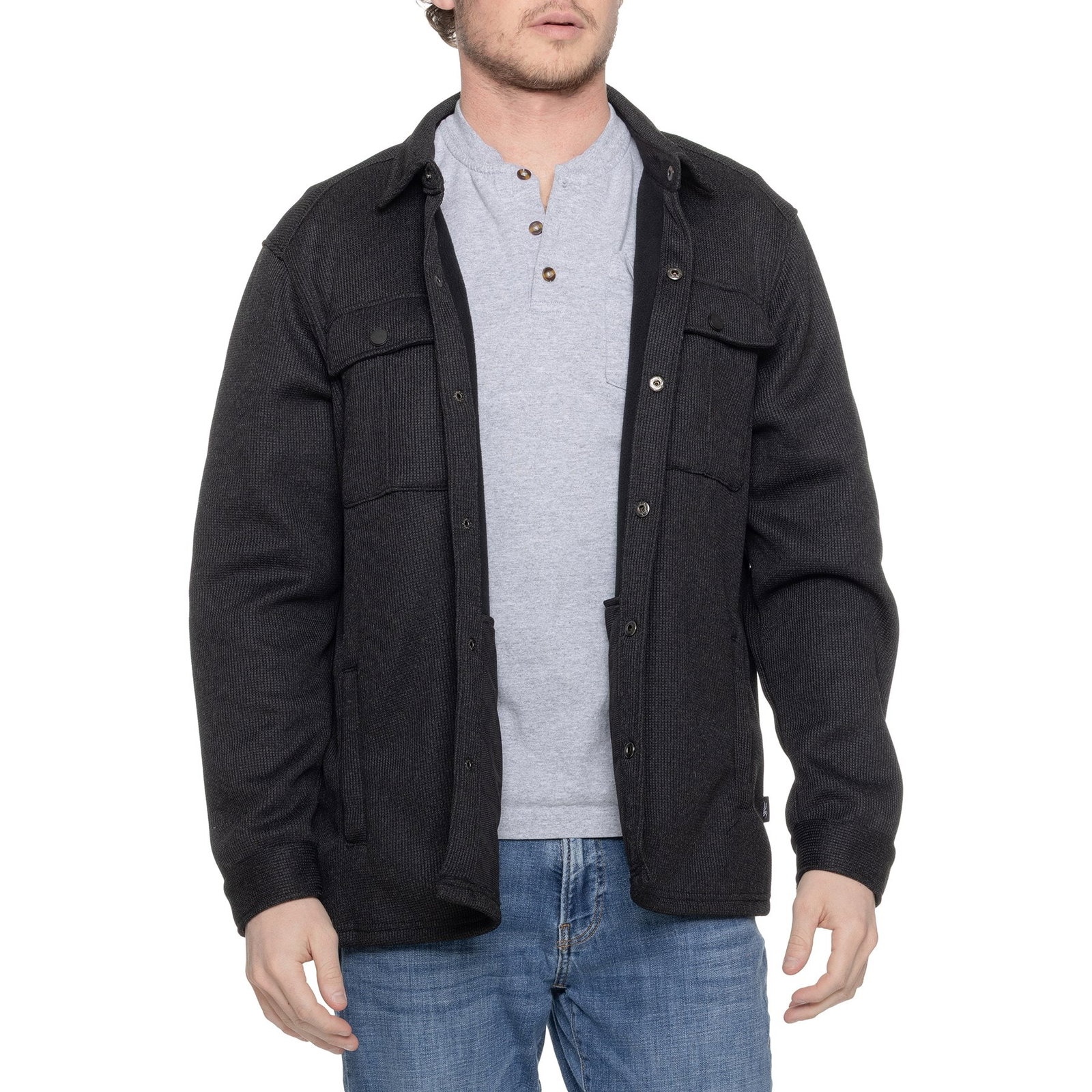 Spyder Core Sweater Knit Fleece Shacket for Men | Black | Size Large