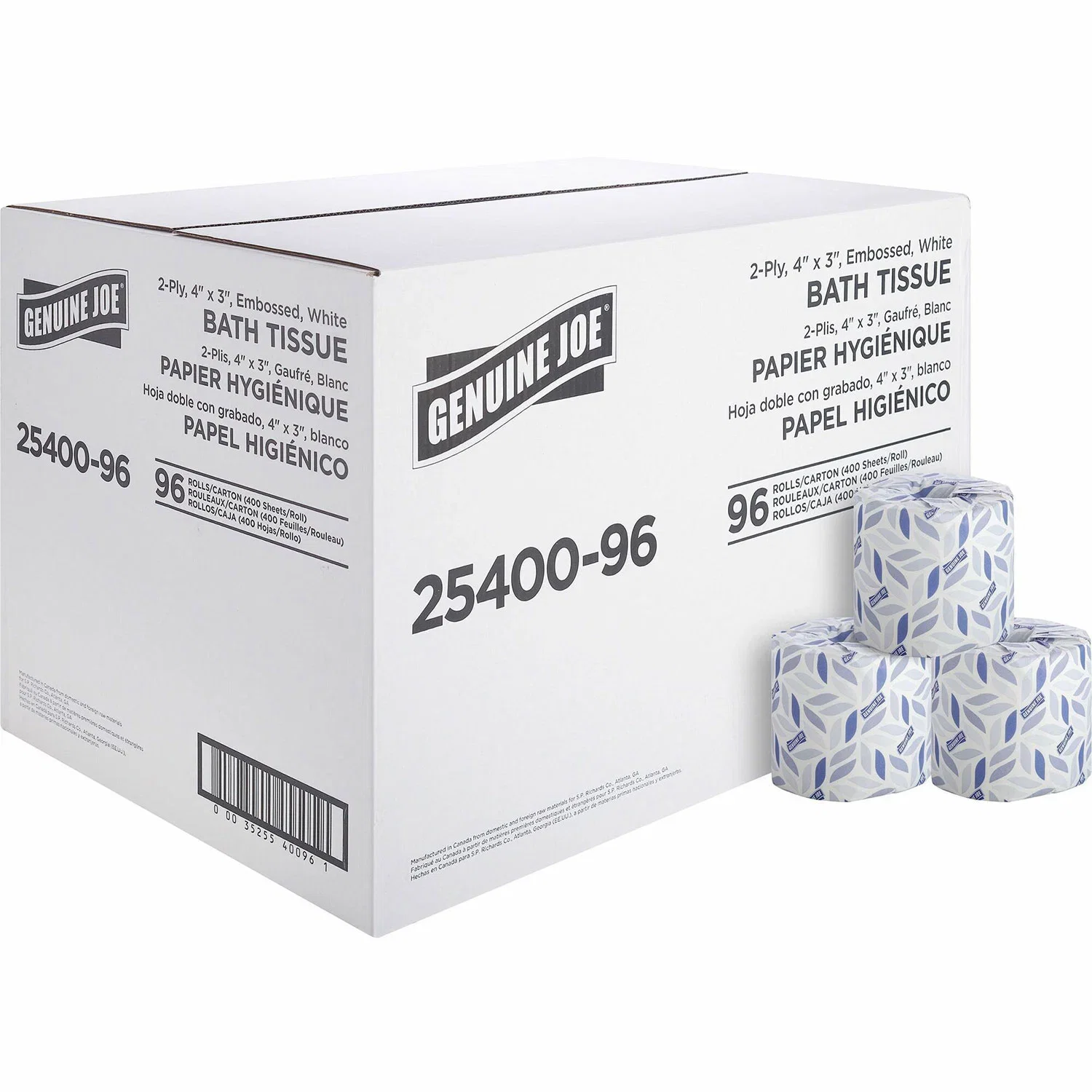 Image of Genuine Joe Bath Tissue, 2-Ply, 400SH/RL, 4