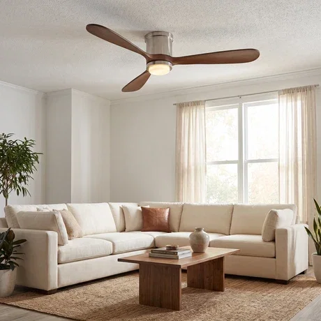 52 Inch Mayna Solid Wood Blades Flush Mount Ceiling Fan